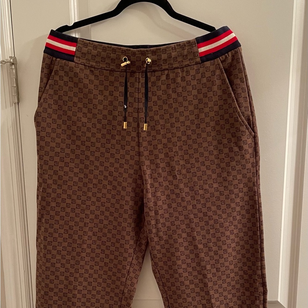 Balmain drawstring men's monogrammed sweatpants size Large.